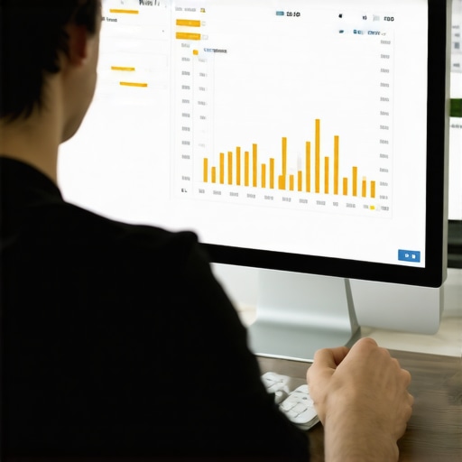 Business owner analyzing Google My Business analytics on a computer screen
